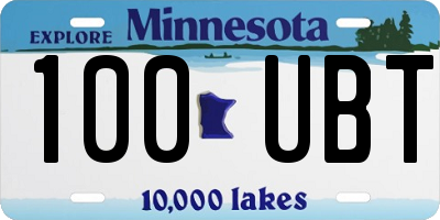 MN license plate 100UBT