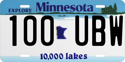 MN license plate 100UBW