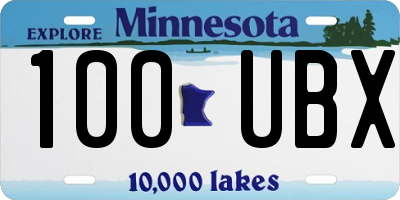 MN license plate 100UBX