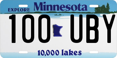 MN license plate 100UBY