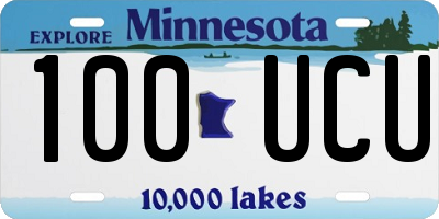 MN license plate 100UCU