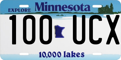 MN license plate 100UCX