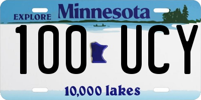 MN license plate 100UCY