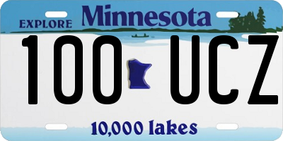 MN license plate 100UCZ