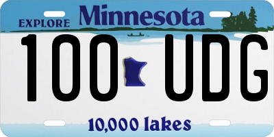 MN license plate 100UDG