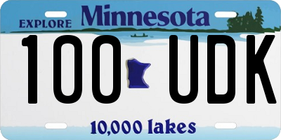 MN license plate 100UDK