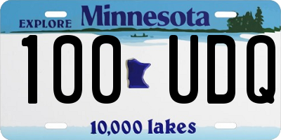 MN license plate 100UDQ