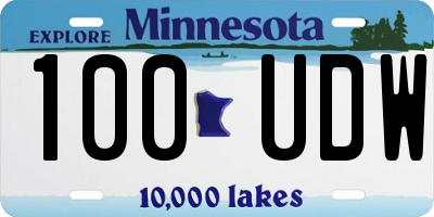 MN license plate 100UDW