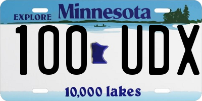 MN license plate 100UDX