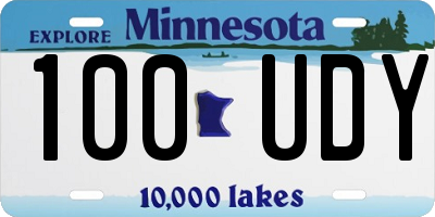 MN license plate 100UDY