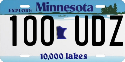 MN license plate 100UDZ