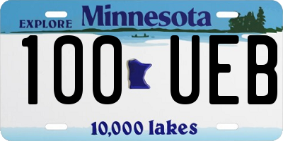 MN license plate 100UEB