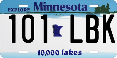 MN license plate 101LBK