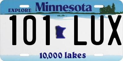 MN license plate 101LUX