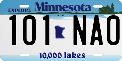 MN license plate 101NAO