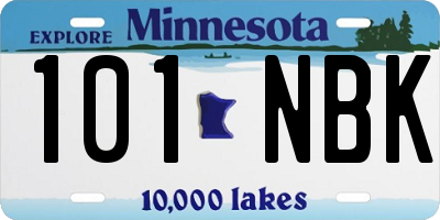 MN license plate 101NBK