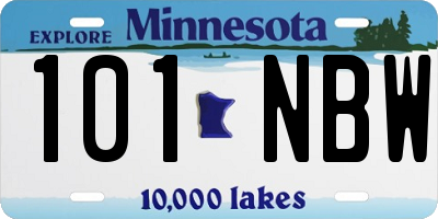 MN license plate 101NBW