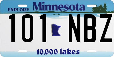 MN license plate 101NBZ