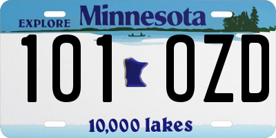 MN license plate 101OZD