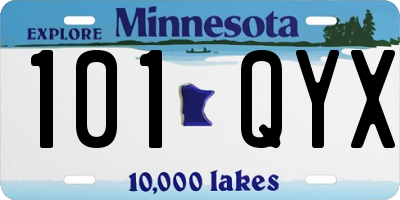 MN license plate 101QYX