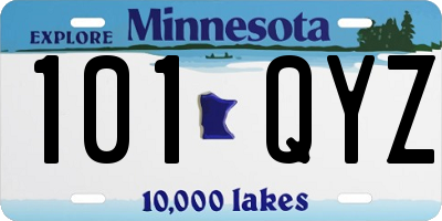 MN license plate 101QYZ