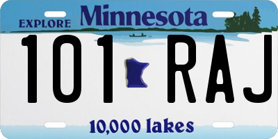 MN license plate 101RAJ