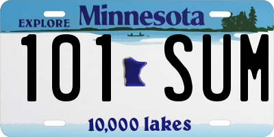 MN license plate 101SUM