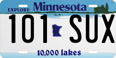 MN license plate 101SUX