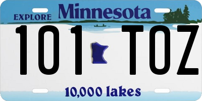 MN license plate 101TOZ