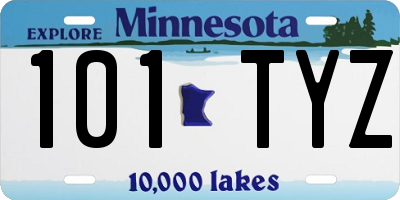 MN license plate 101TYZ