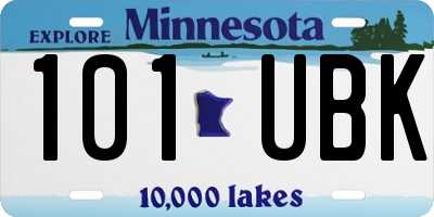 MN license plate 101UBK