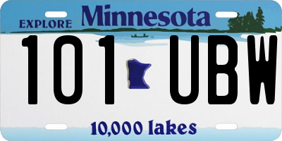 MN license plate 101UBW