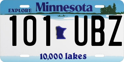 MN license plate 101UBZ