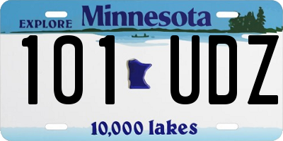 MN license plate 101UDZ