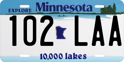 MN license plate 102LAA