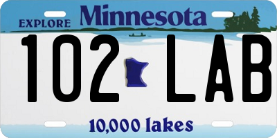 MN license plate 102LAB