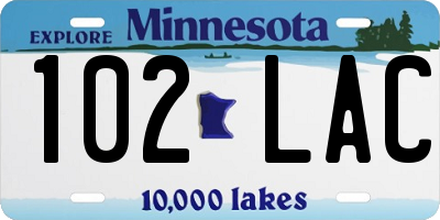 MN license plate 102LAC