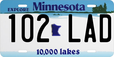 MN license plate 102LAD