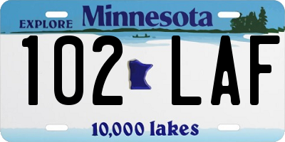 MN license plate 102LAF