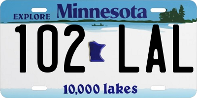 MN license plate 102LAL