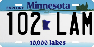 MN license plate 102LAM