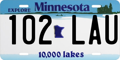 MN license plate 102LAU