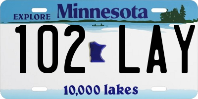 MN license plate 102LAY