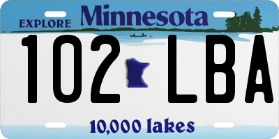 MN license plate 102LBA