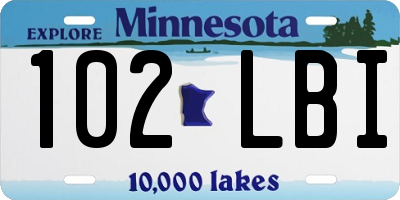 MN license plate 102LBI