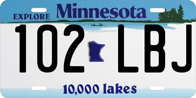 MN license plate 102LBJ