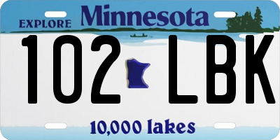 MN license plate 102LBK