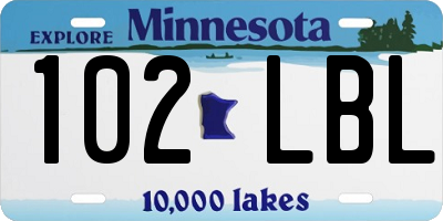 MN license plate 102LBL