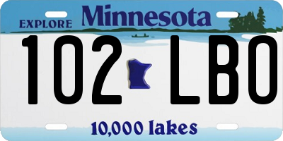 MN license plate 102LBO