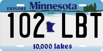 MN license plate 102LBT